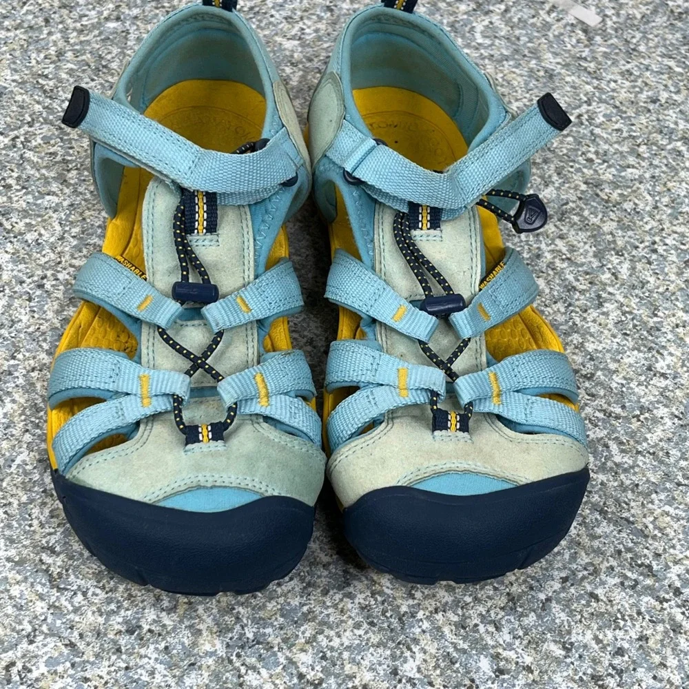 KEEN Sandals Seacamp II CNX Youth 7 Blue Yellow Washable Water Shoes Hiking